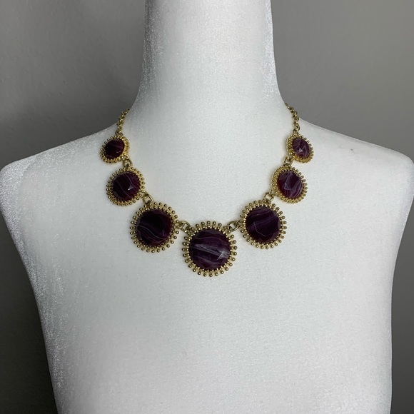 Seven Purple Stone with Gold Starburst Necklace - Picture 3 of 5